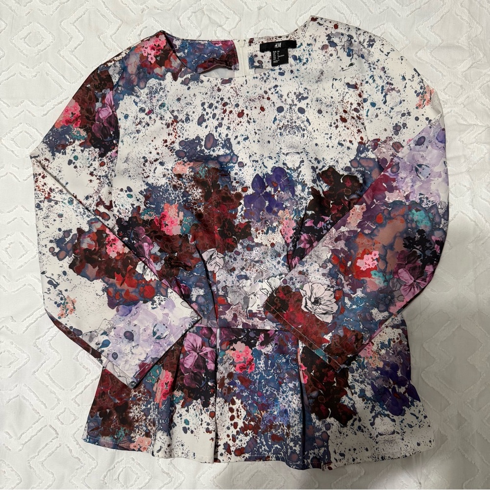 H&M Floral 3/4 Sleeve Women's Top